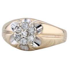 0.40ctw Diamond Cluster Ring 14k Yellow Gold Size 12 Men's Belcher Setting