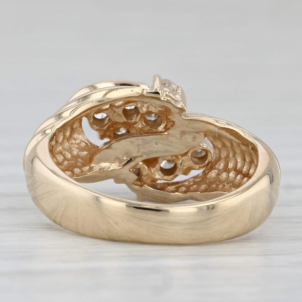 Round Cut 0.40ctw Diamond Cluster Ring 14k Yellow Gold Size 4.75 Beveled Bypass For Sale