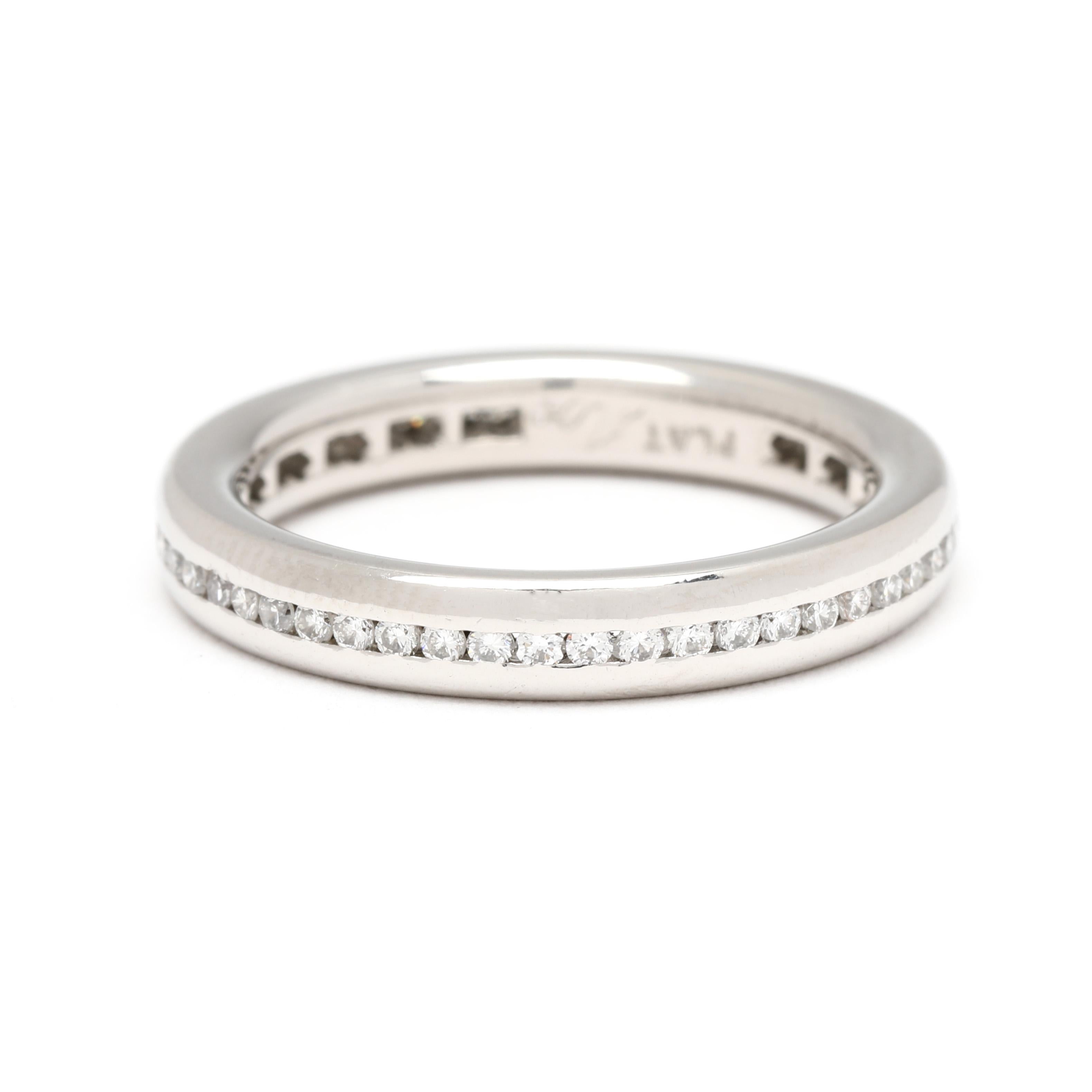 Celebrate timeless elegance with this stunning diamond eternity band, crafted in luxurious platinum. Featuring a total weight of 0.40ctw, this exquisite ring showcases a continuous line of brilliant diamonds, symbolizing everlasting love and