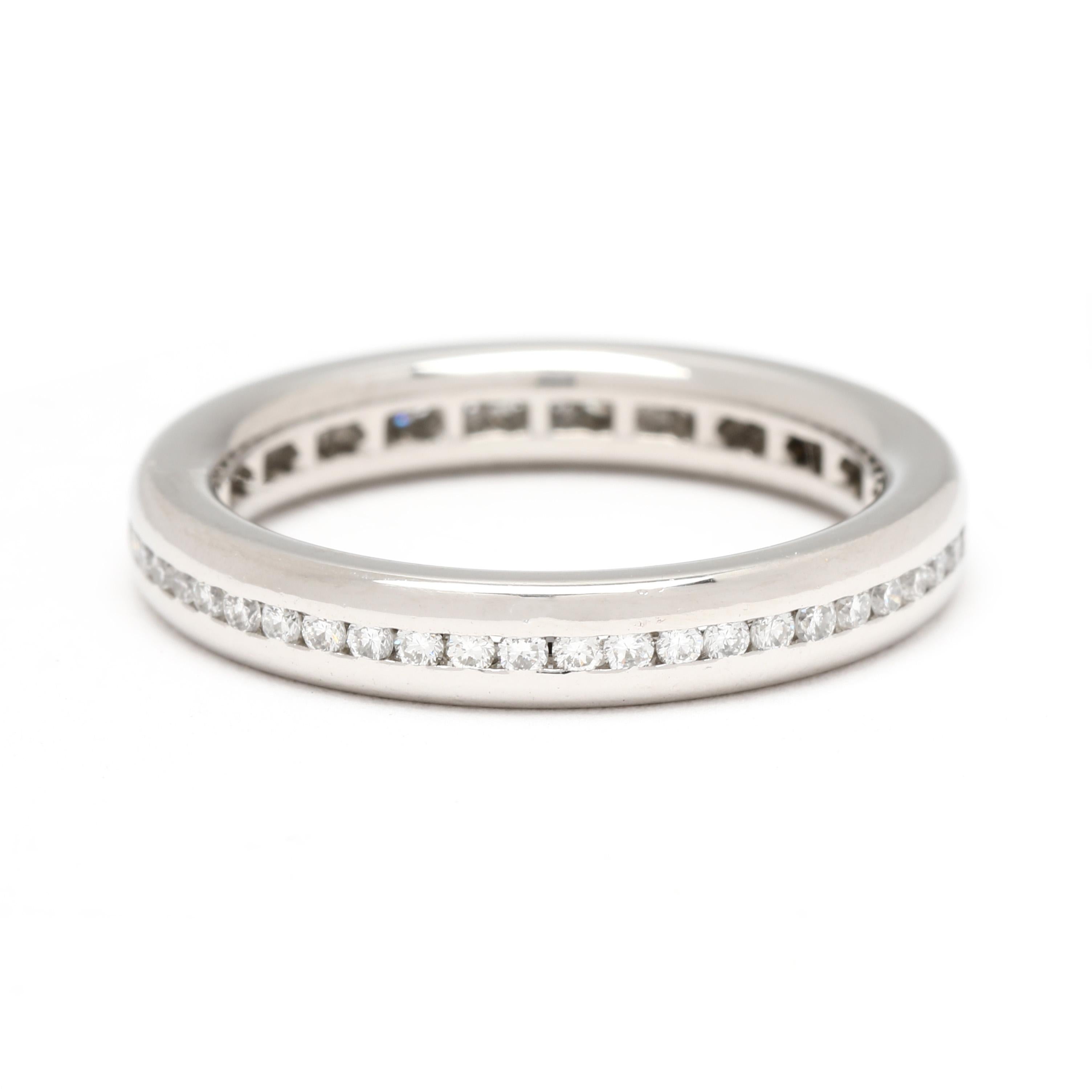 Round Cut 0.40ctw Diamond Eternity Band, Platinum Band Ring, Ring Size 6 For Sale
