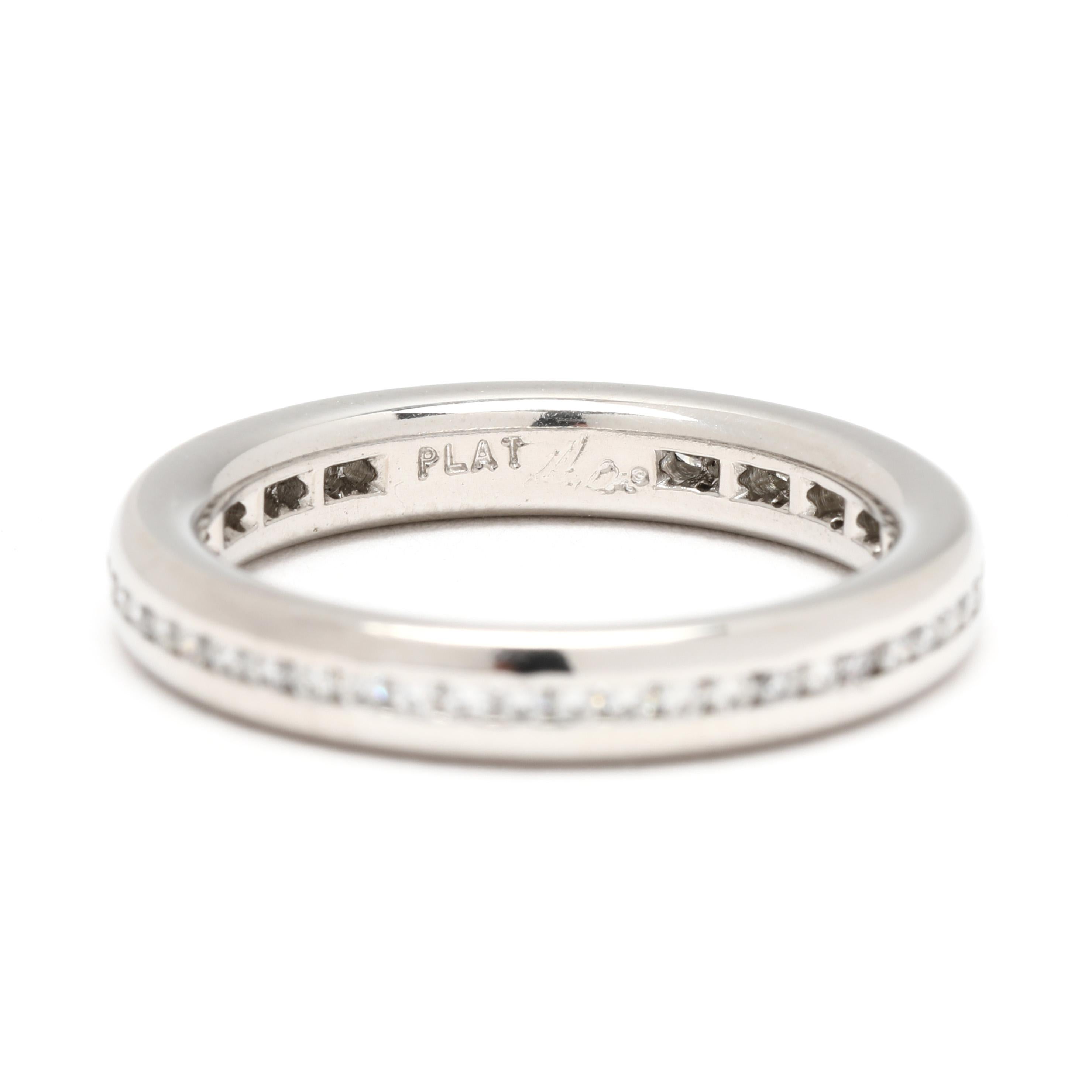 0.40ctw Diamond Eternity Band, Platinum Band Ring, Ring Size 6 In Good Condition For Sale In McLeansville, NC