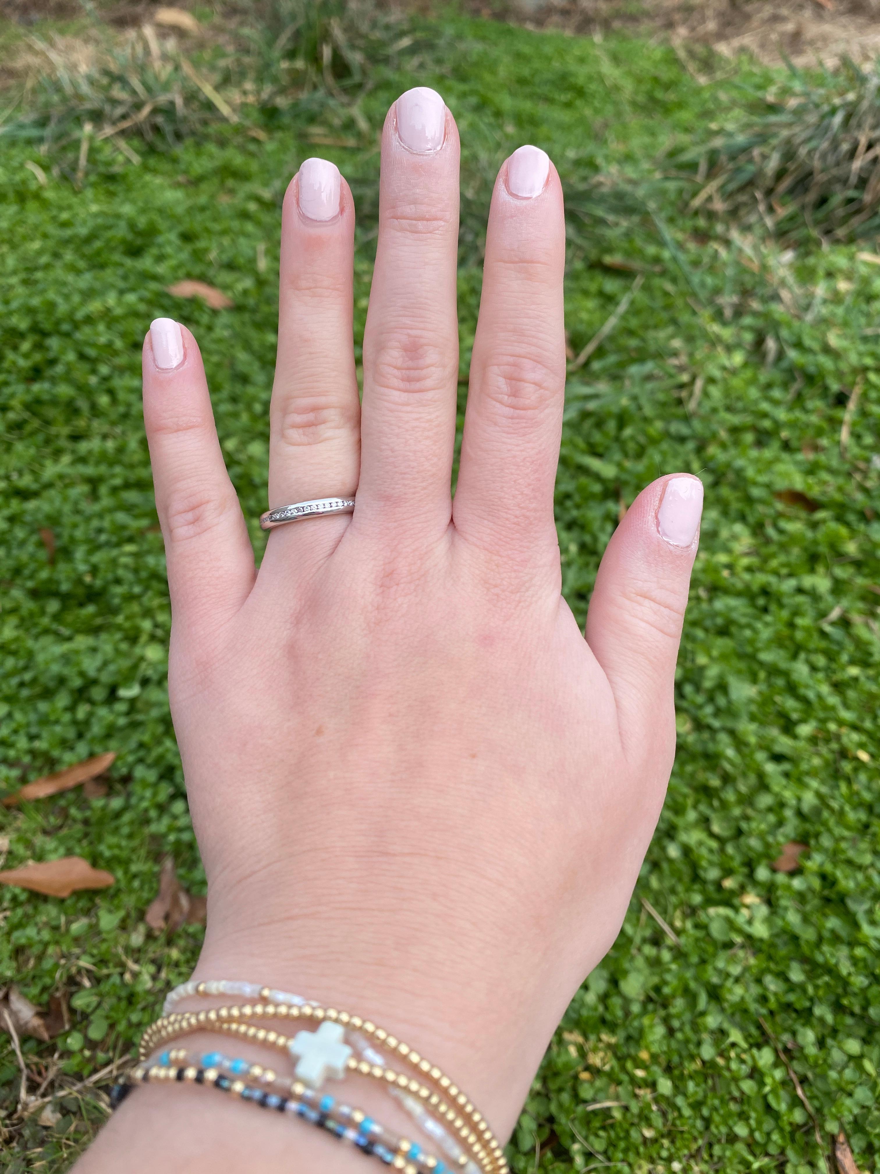 da uomo o donna Fascia per l'eternità con diamante da 0,40 carati, anello in platino, misura 6 in vendita