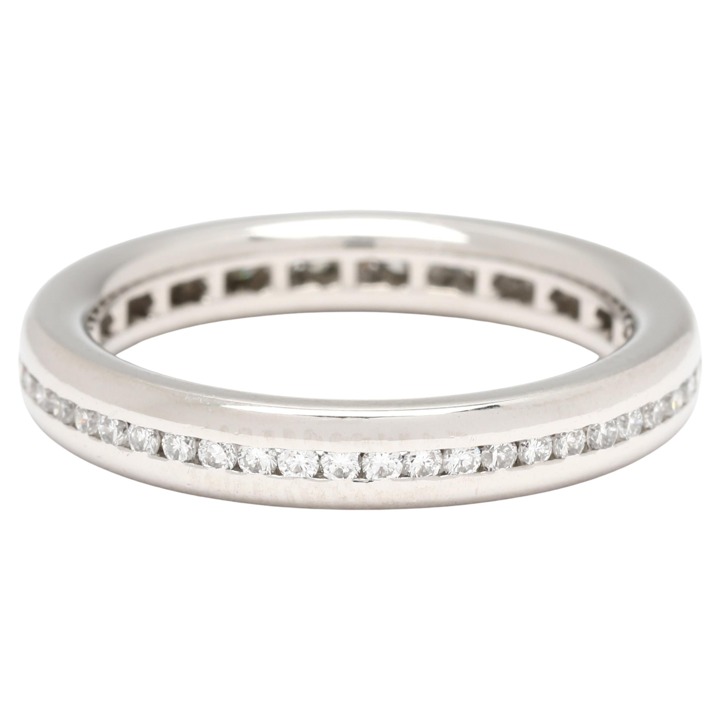 Fascia per l
eternità con diamante da 0,40 carati, anello in platino, misura 6