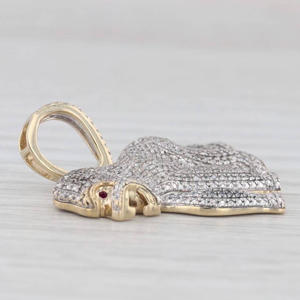 0,40 Karat Diamant Gorilla-Anhänger 19k Weiß-Gelbgold Statement (Einfacher Schliff)