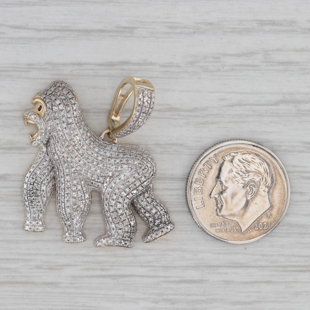 0,40 Karat Diamant Gorilla-Anhänger 19k Weiß-Gelbgold Statement im Zustand „Gut“ in McLeansville, NC