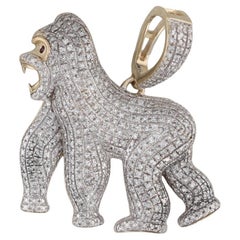 0.40ctw Diamond Gorilla Pendant 19k White Yellow Gold Statement