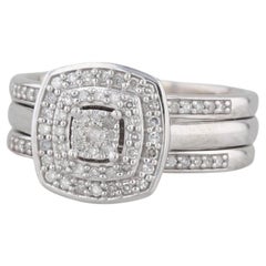 0,40 Karat Diamant Halo Verlobungsring Verlobungsringe Soldered Braut Set 10k Gold