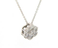 0.40ctw Diamond Hexagon Cluster Pendant Necklace in 18K White Gold