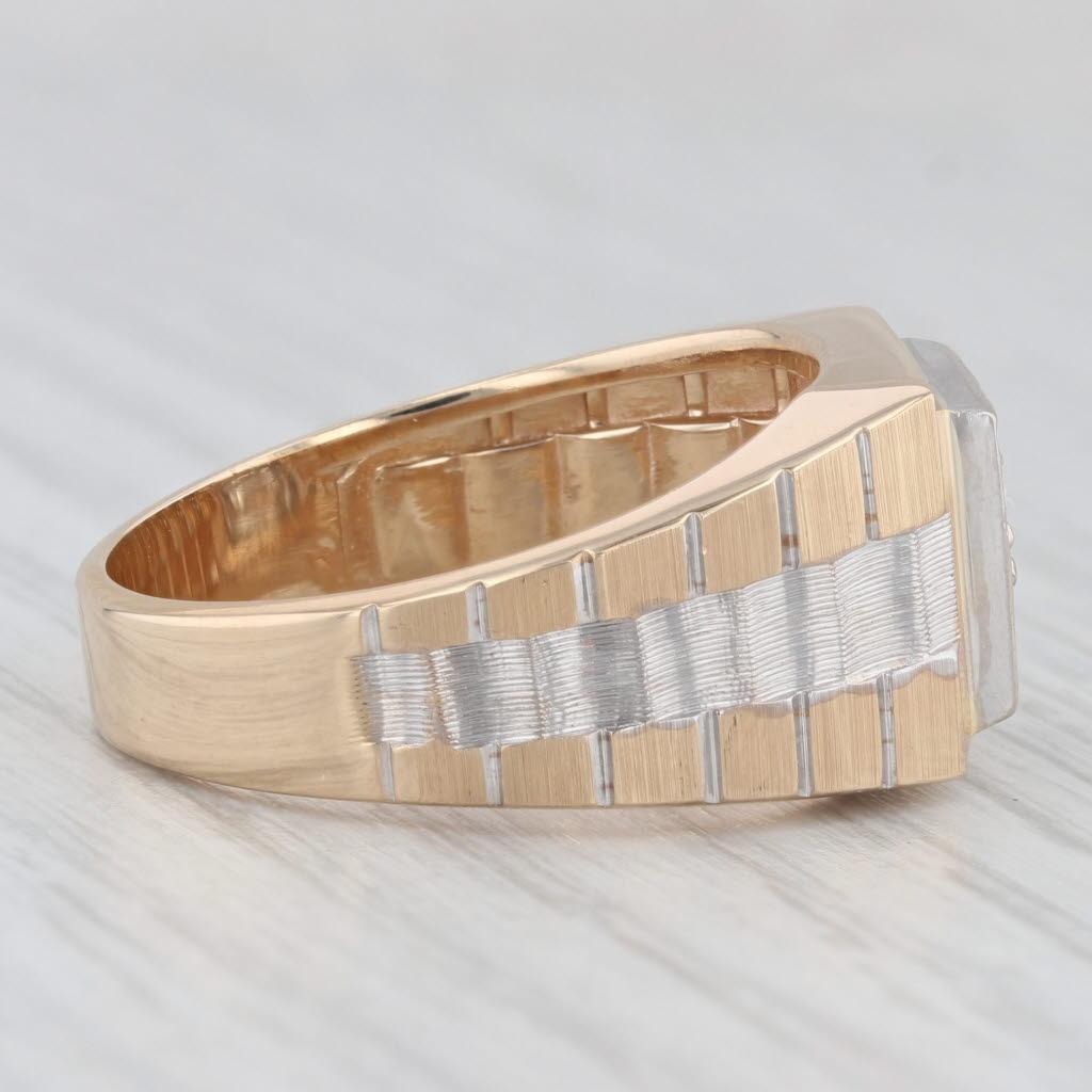 Round Cut 0.40ctw Diamond Men's Ring 14k Yellow White Gold Size 10.75 Watch Band Style