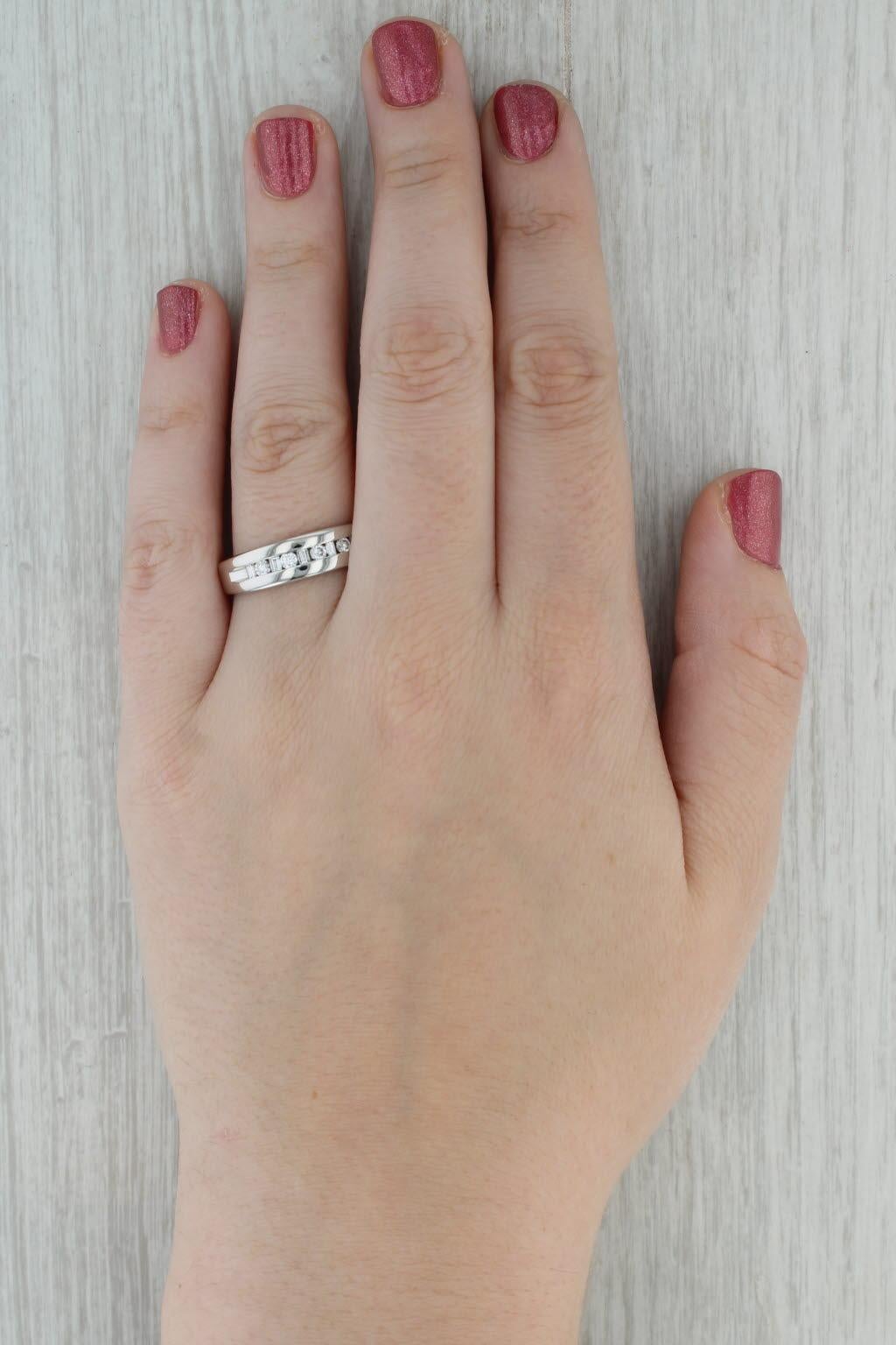 0.40ctw Diamond Men's Wedding Band 14k White Gold Size 12 Ring For Sale 4