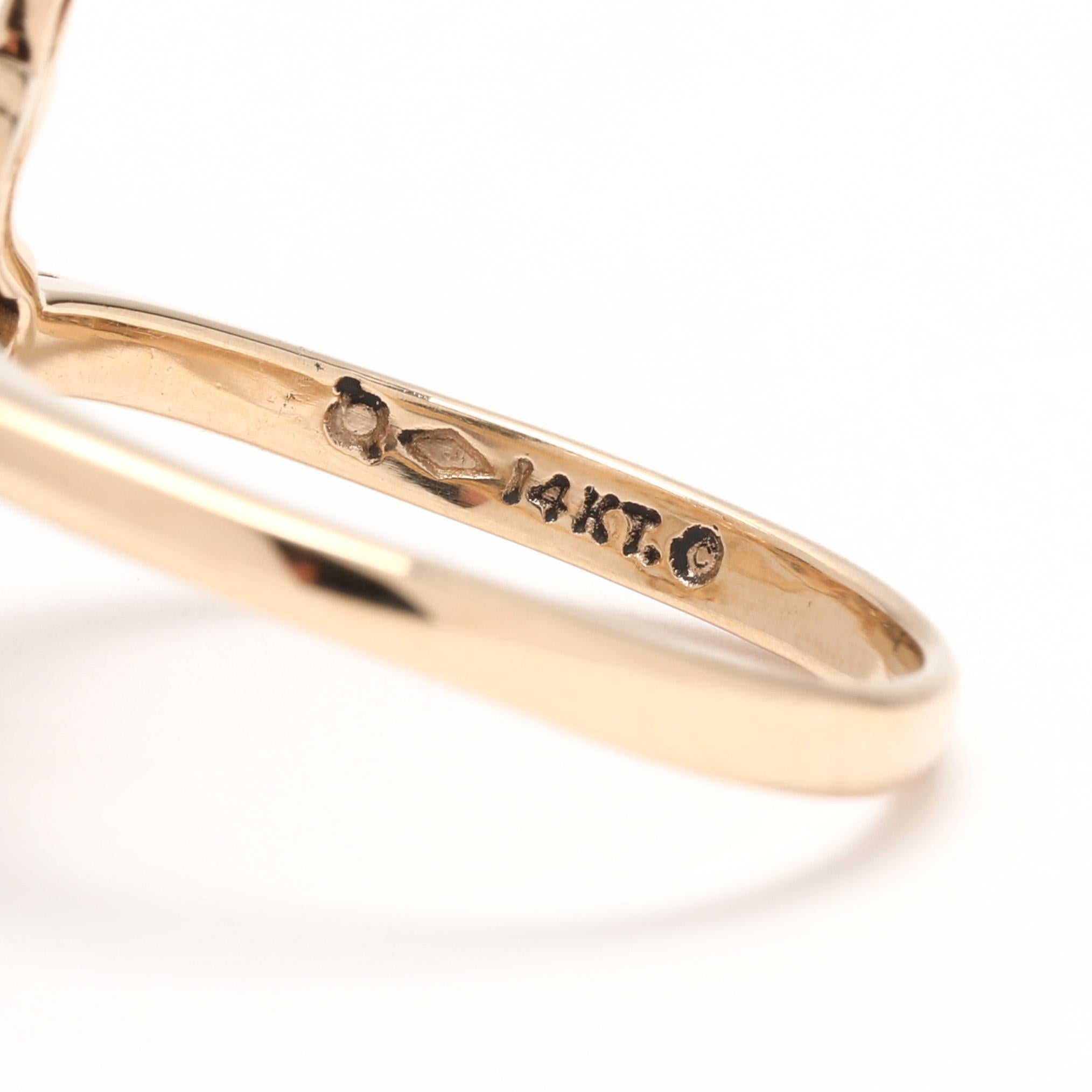 Bague bypass Navette en or jaune 14 carats avec diamants de 0,40 carat, taille de bague 6,25 Unisexe en vente