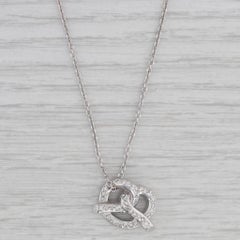 0.40ctw Diamond Pretzel Pendant Necklace 14k White Gold 16" Cable Chain