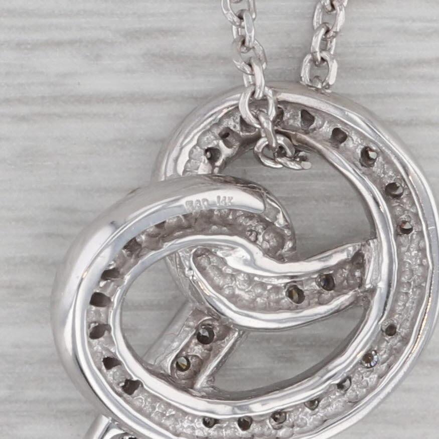 0.40ctw Diamond Pretzel Pendant Necklace 14k White Gold 16