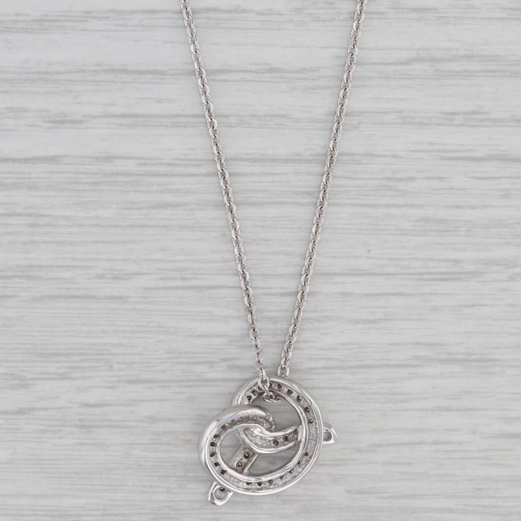 0.40ctw Diamond Pretzel Pendant Necklace 14k White Gold 16