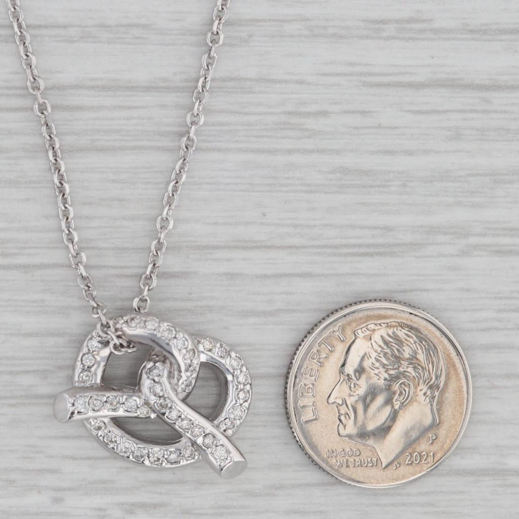 0.40ctw Diamond Pretzel Pendant Necklace 14k White Gold 16