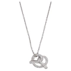 0.40ctw Diamond Pretzel Pendant Necklace 14k White Gold 16" Cable Chain
