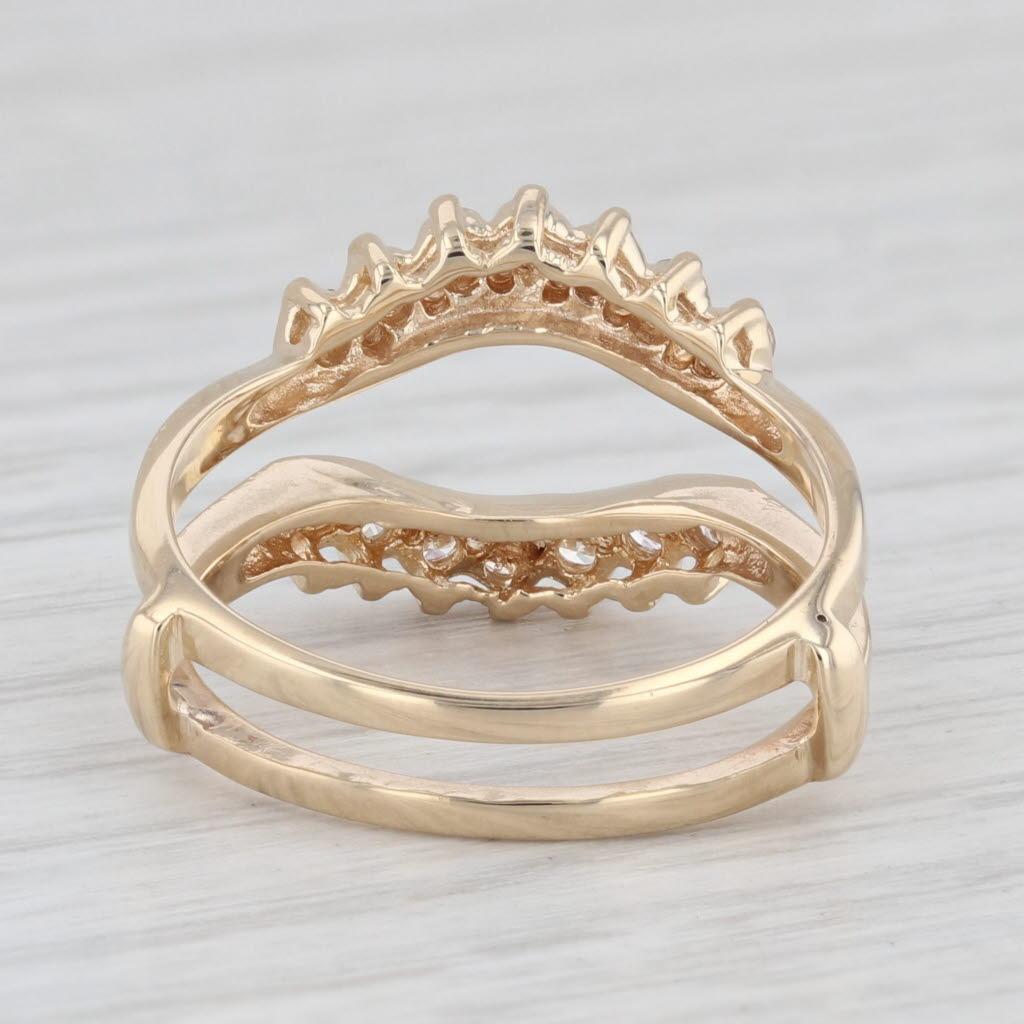 Women's 0.40ctw Diamond Ring Jacket 14k Yellow Gold Size 6.5 Guard Bridal Wedding For Sale