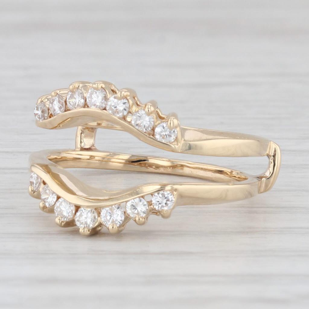 0.40ctw Diamond Ring Jacket 14k Yellow Gold Size 6.5 Guard Bridal Wedding For Sale 2