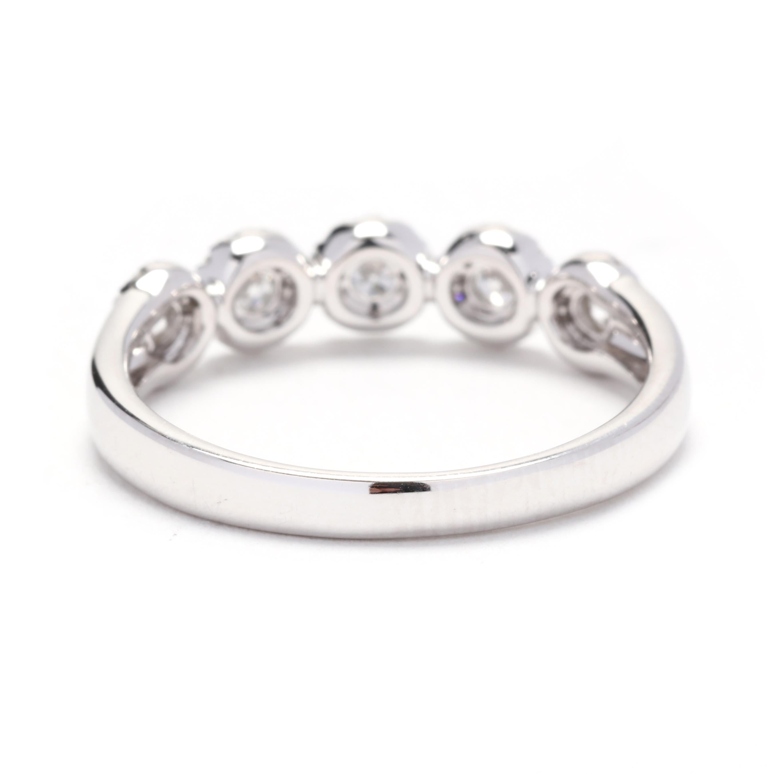 0,40 Karat Diamant Runder Ring, 14k Weißgold, Ring Größe 7,25, stapelbar (Rundschliff) im Angebot