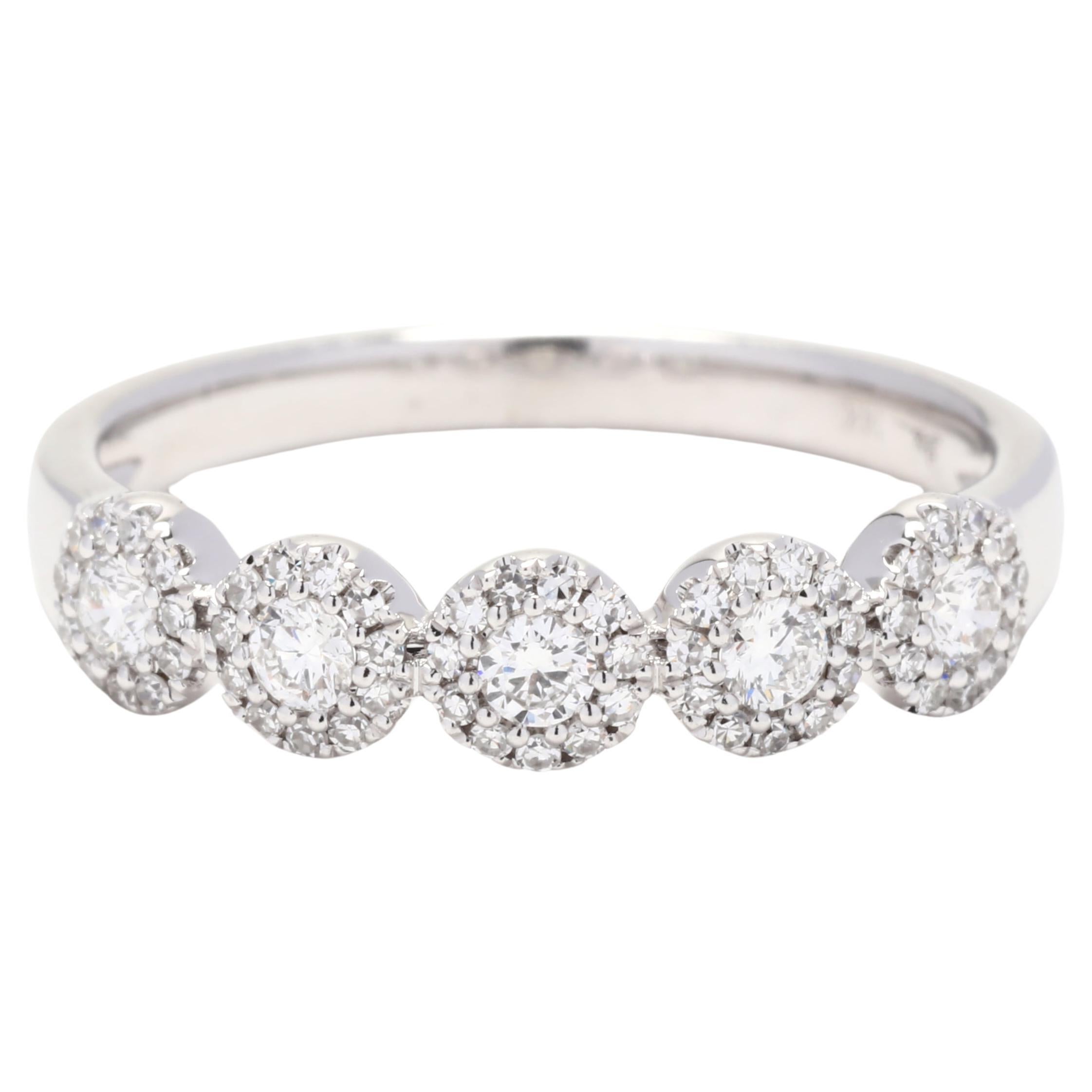 0.40ctw Diamond Round Band Ring, 14k White Gold, Ring Size 7.25, Stackable