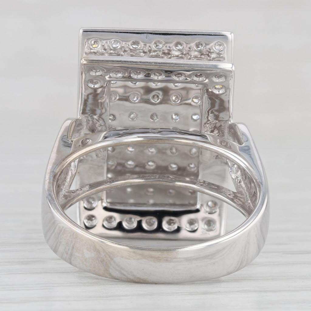0.40ctw Diamond Statement Cocktail Ring 14k White Gold Size 9.25 In Good Condition For Sale In McLeansville, NC
