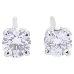 0.40ctw Diamond Stud Earrings, 14K White Gold, Length 3.8 MM, Simple