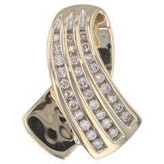 Pendentif ruban de soutien en or jaune 14 carats avec diamants de 0,40 carat