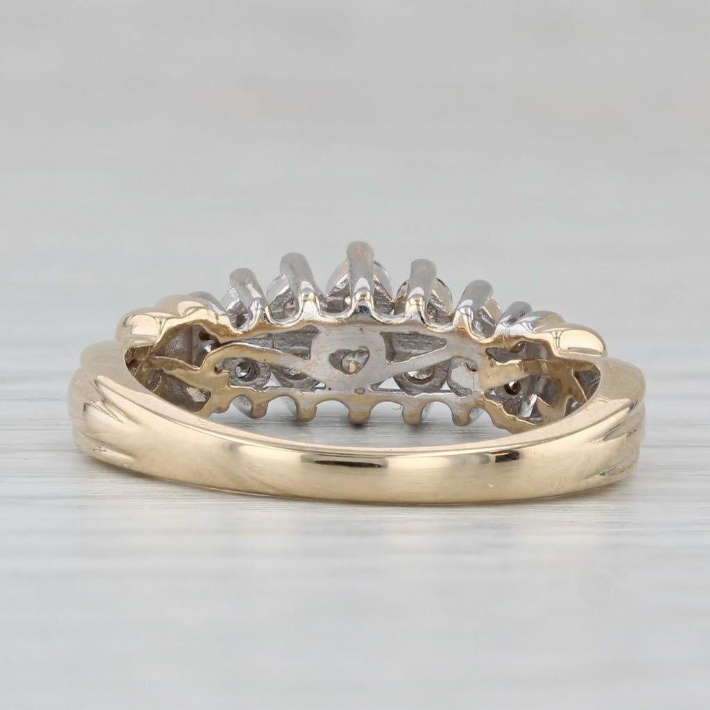 Taille ronde 0.40ctw Diamond Tiered Rooftop Ring 14k Gold Size 7 Anniversary Bridal en vente