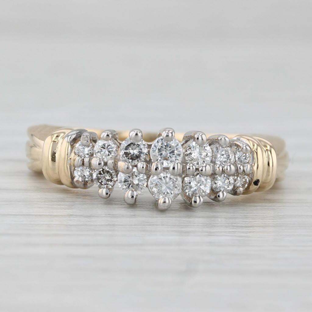 0.40ctw Diamond Tiered Rooftop Ring 14k Gold Size 7 Anniversary Bridal Bon état - En vente à McLeansville, NC