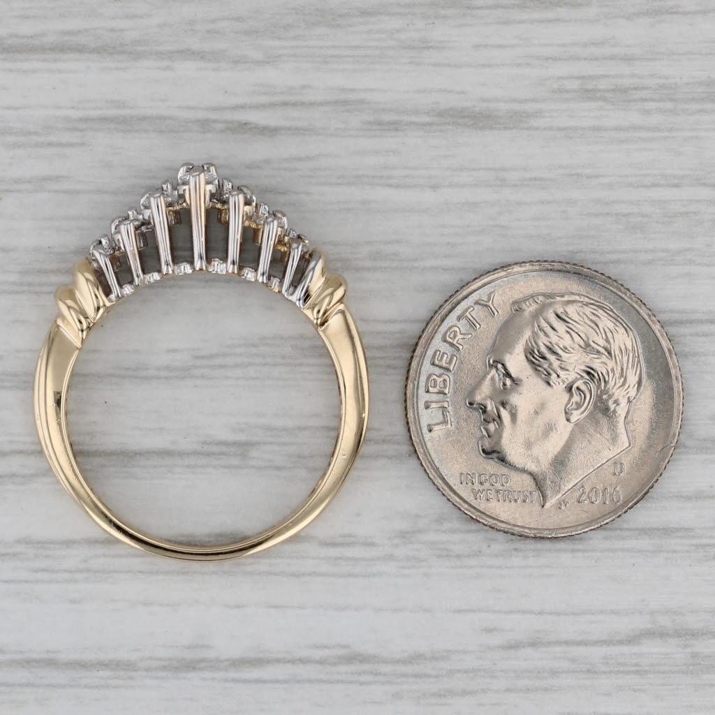 0.40ctw Diamond Tiered Rooftop Ring 14k Gold Size 7 Anniversary Bridal en vente 2