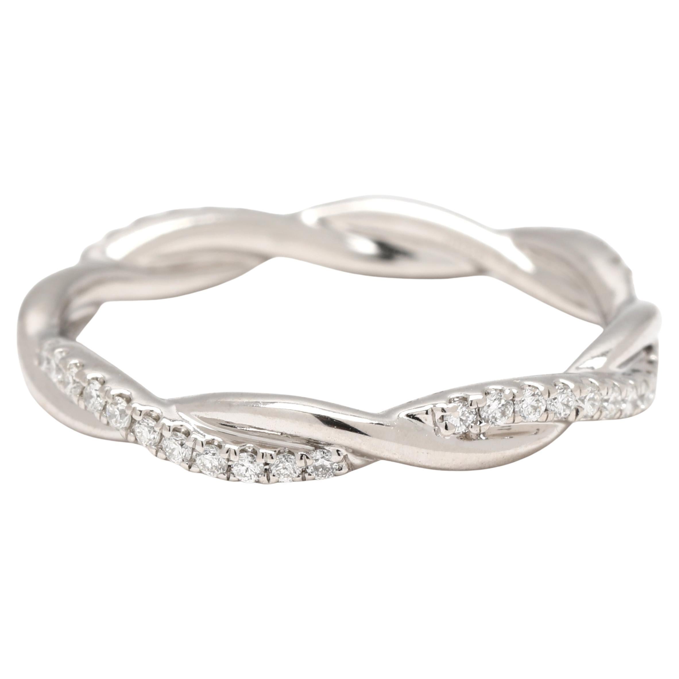 0.40ctw Diamond Twisted Eternity Band Ring, Platinum, Ring Size 5.75
