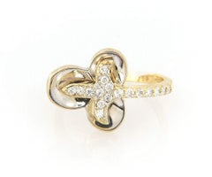 0.40ctw Diamond Two Tone Fleur De Lis Ring in 18K White Gold and Yellow Gold