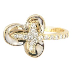 Bague Fleur De Lis en or blanc et or jaune 18 carats avec diamants de 0,40 carat