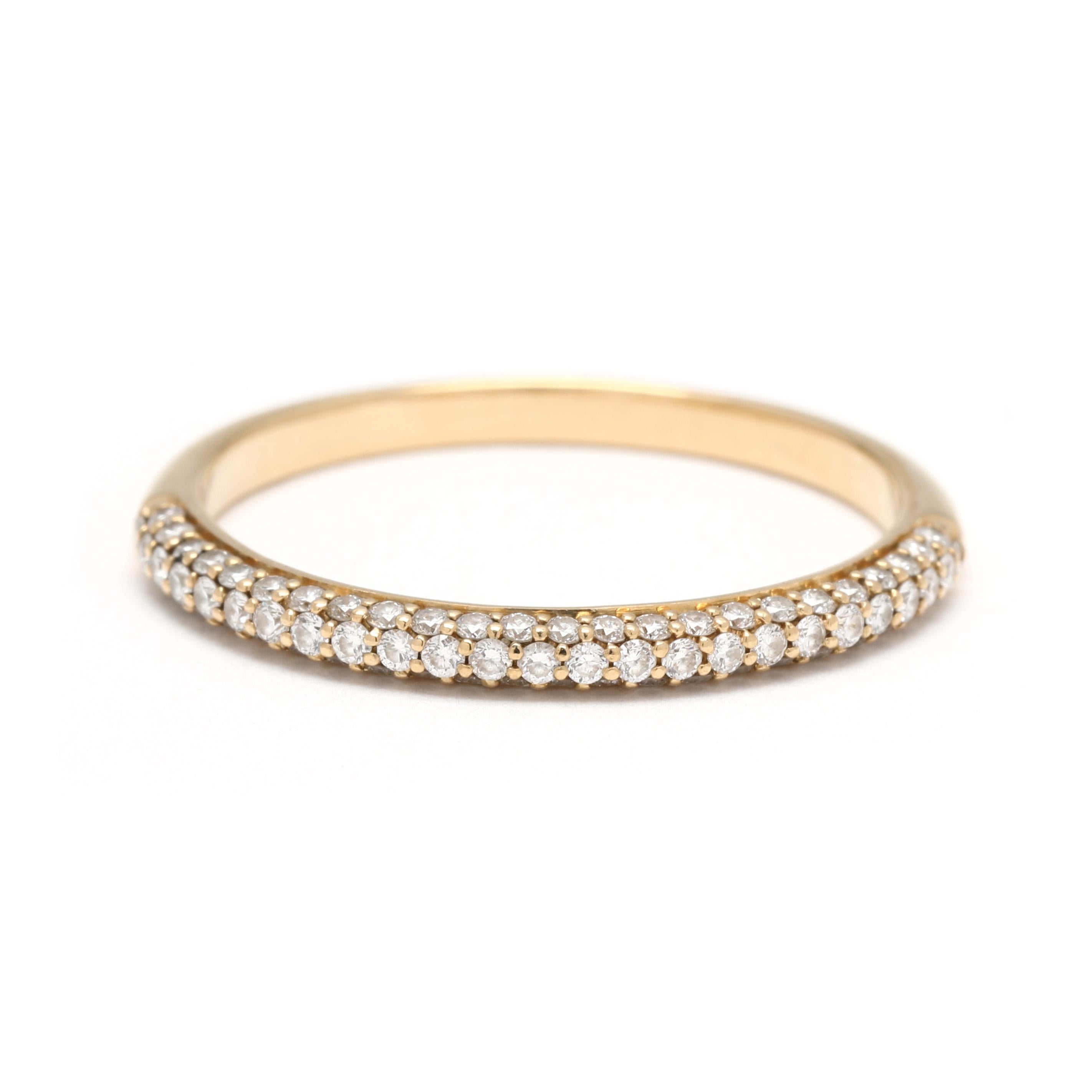 0,40ctw Pave Diamant-Ring, 18k Gelbgold, Ring Größe 8,25