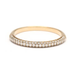 Anillo con banda de diamantes pavé de 0,40 ctw, oro amarillo de 18 quilates, tamaño del anillo 8,25