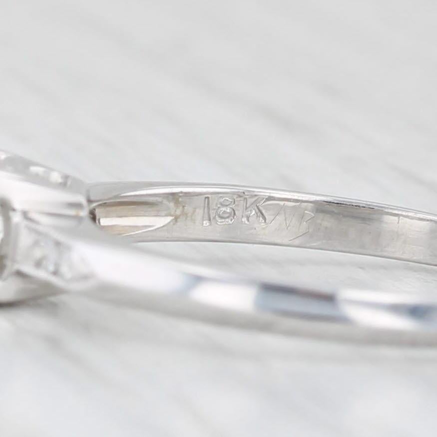 Round Cut 0.40ctw Round Vintage Engagement Ring 18k White Gold Size 7.5