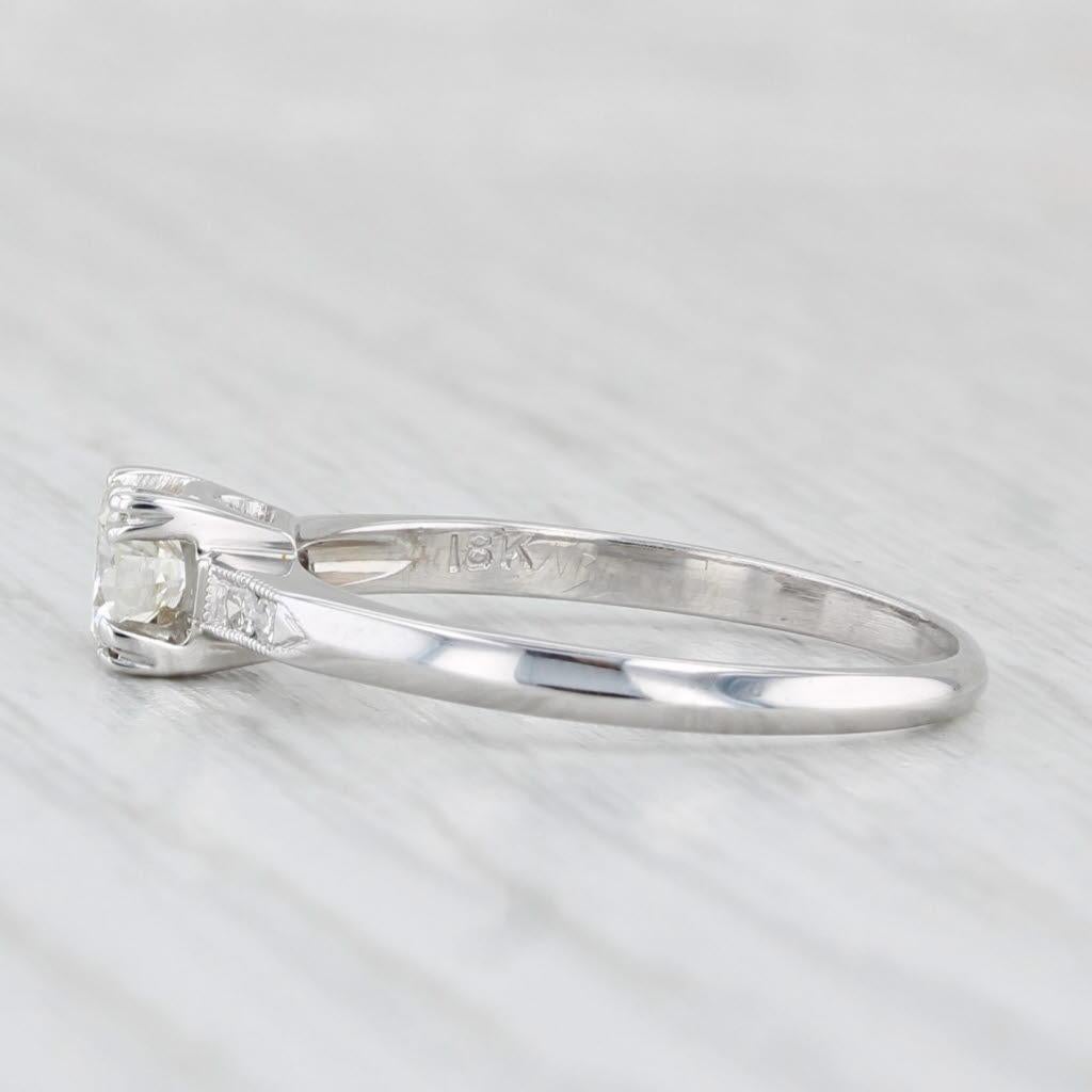 0.40ctw Round Vintage Engagement Ring 18k White Gold Size 7.5 In Good Condition In McLeansville, NC