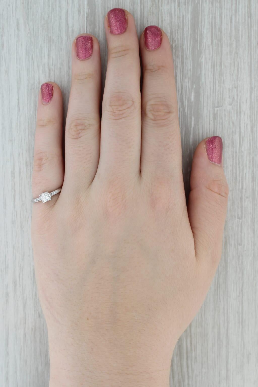 0.40ctw Round Vintage Engagement Ring 18k White Gold Size 7.5 1