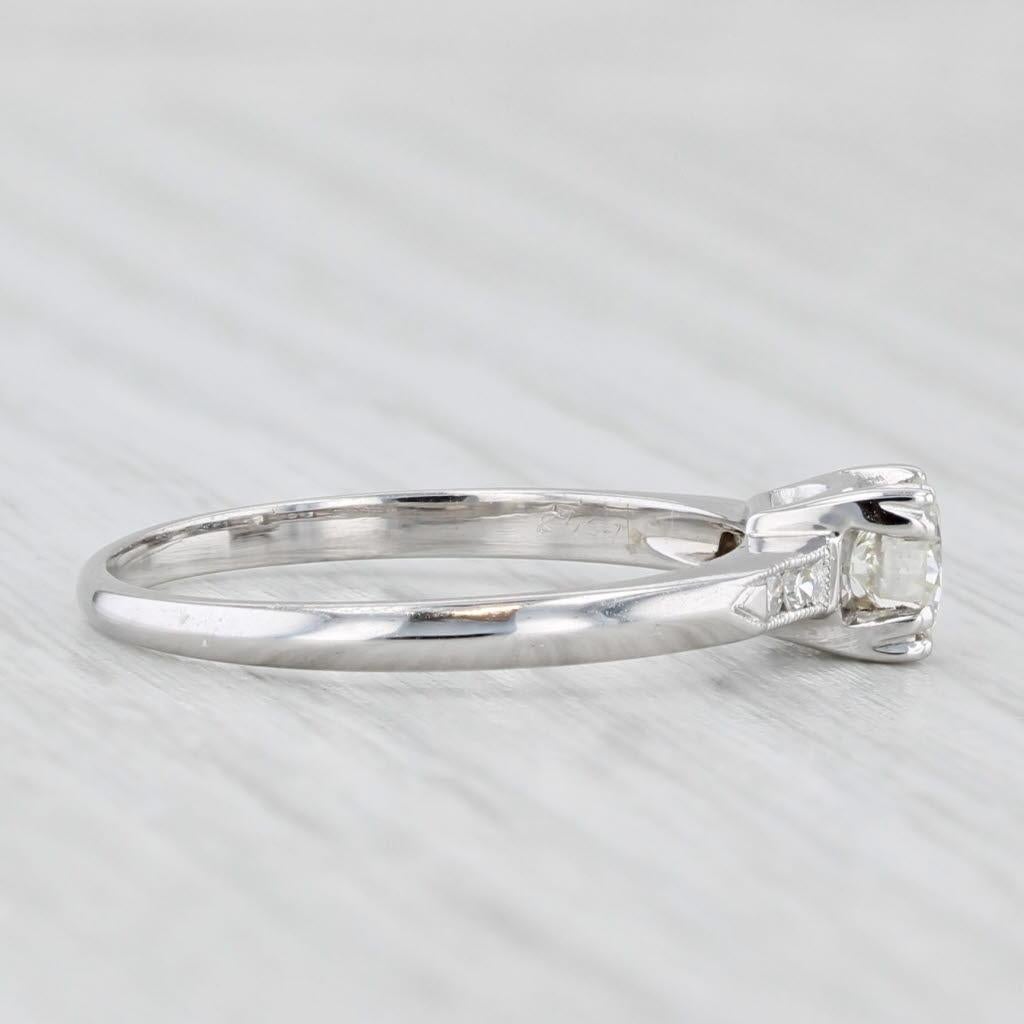 0.40ctw Round Vintage Engagement Ring 18k White Gold Size 7.5 3