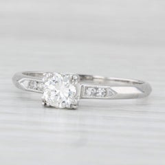 0.40ctw Round Vintage Engagement Ring 18k White Gold Size 7.5