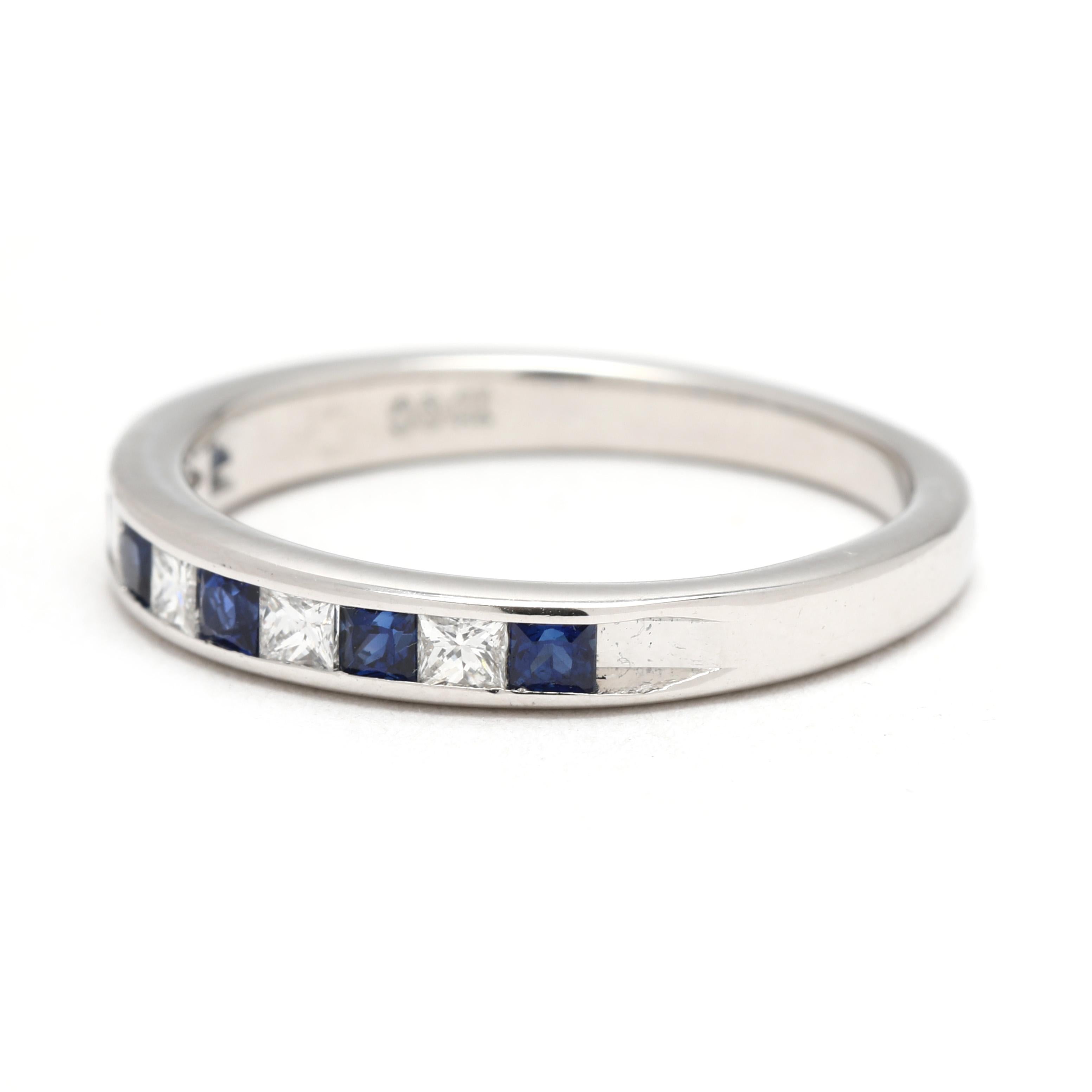 0,40ctw Saphir & Diamant Band Ring, 18k Weißgold, Ringgröße 5.25 im Zustand „Gut“ im Angebot in McLeansville, NC