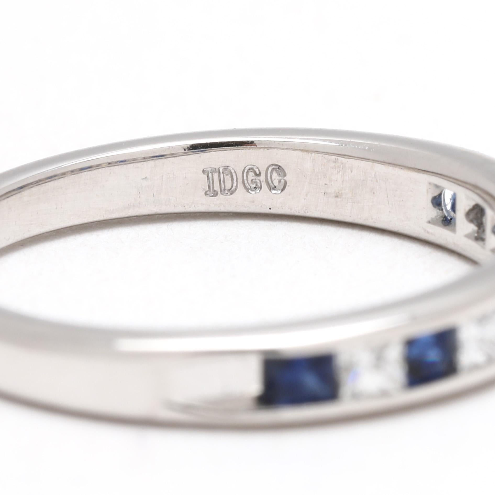 0,40ctw Saphir & Diamant Band Ring, 18k Weißgold, Ringgröße 5.25 im Angebot 1