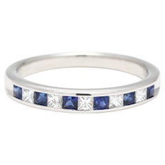 0,40ctw Saphir & Diamant Band Ring, 18k Weißgold, Ringgröße 5.25