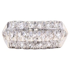 0.40ctw Three Row Diamond Ring, 14K White Gold, Ring Size 8, Statement Diamond