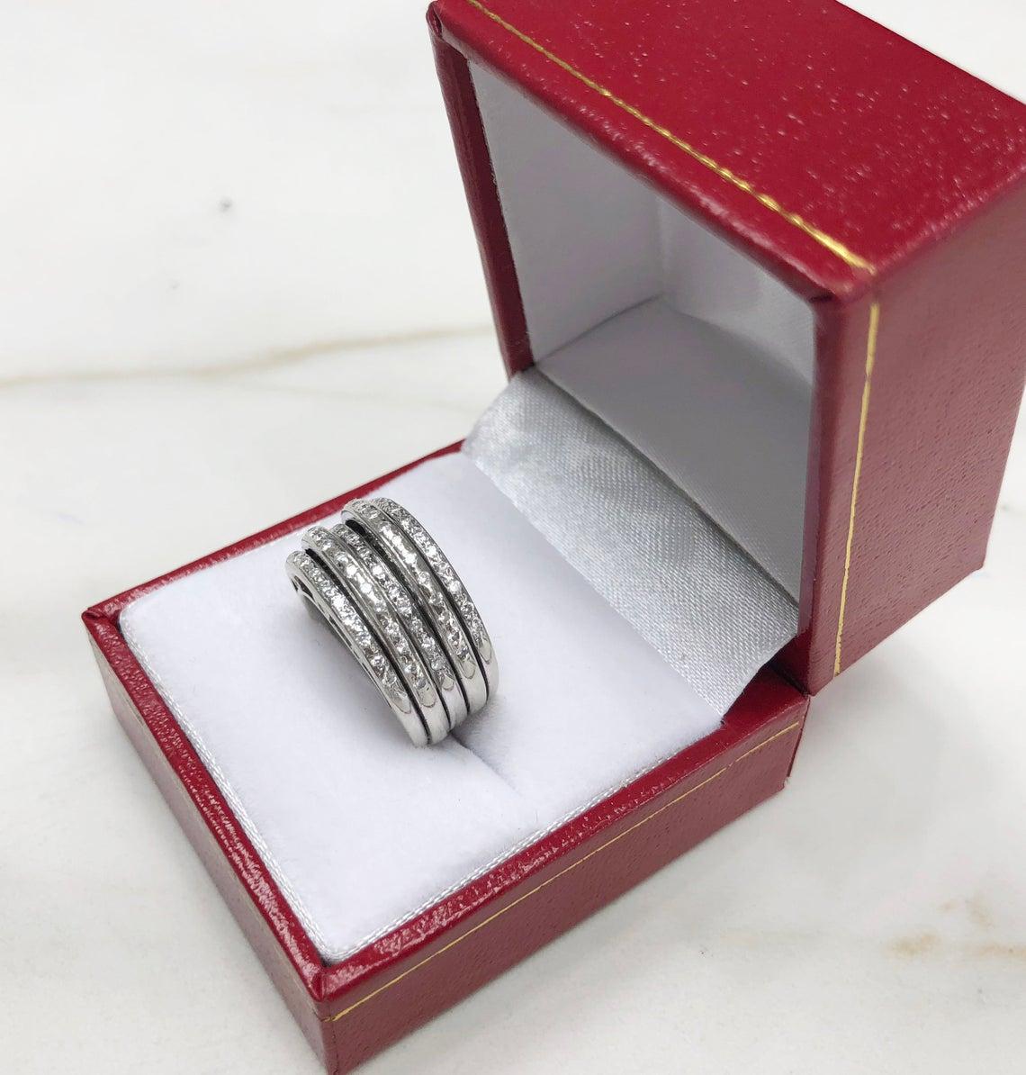 0.40tcw 14K Diamond Multi Band Ring White Gold In New Condition For Sale In Jupiter, FL