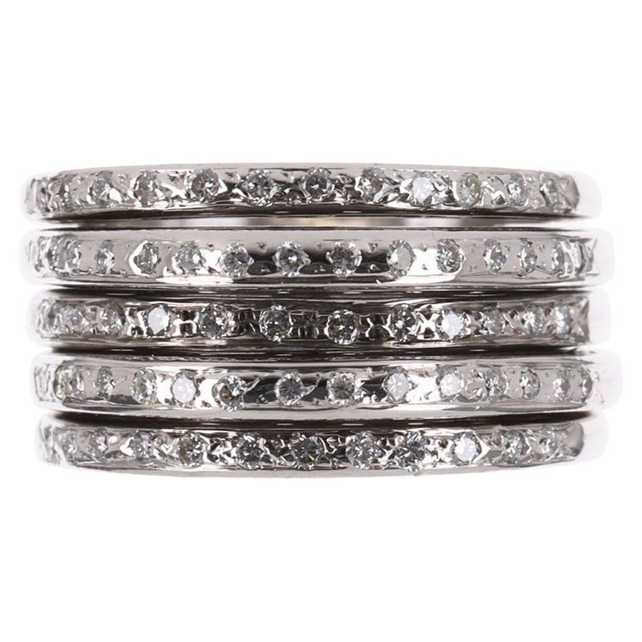 0.40tcw 14K Diamond Multi Band Ring White Gold en vente
