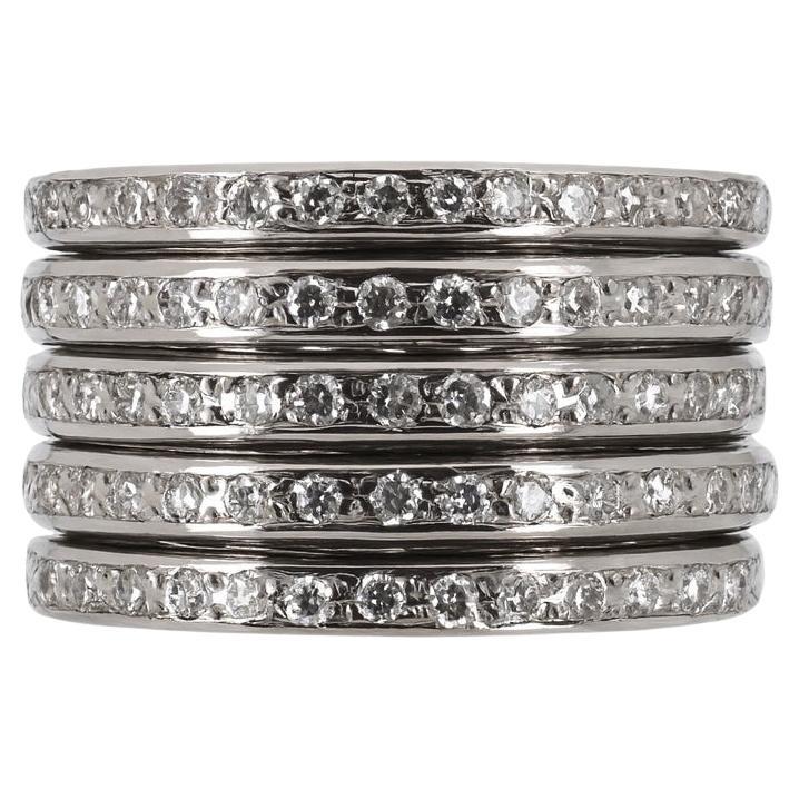 0,40tcw 14K Diamant Multi Band Ring Weißgold mit mehreren Ringen