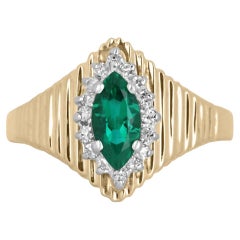 0.40tcw 14K Marquise Cut Emerald & Diamond Halo Cocktail Ring