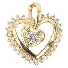 0.40tcw Yellow Gold Heart Diamond Pendant Gift for Her Diamond Heart Necklace