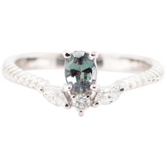 0.41 Carat Alexandrite and Diamond Engagement Ring Set in Platinum